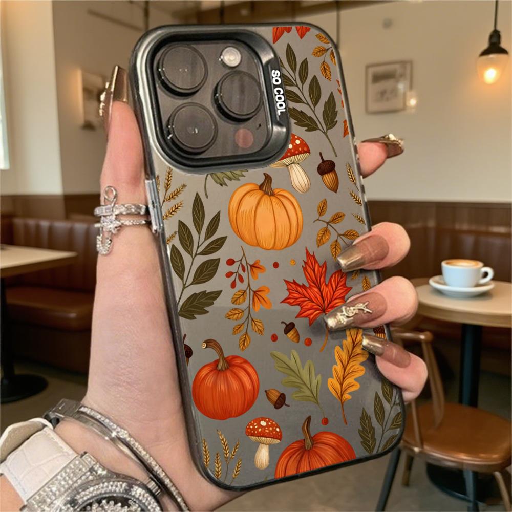 Осенний узор Тыквы Листья Жесткий Чехол для Телефона для Iphone 16 15 14 13 12 11Pro Max Mini Ударопрочный Защитный Чехол с Защитой от Царапин