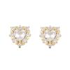925 Sterling Silver Inlaid Shiny Zircon Heart Earrings for Women Korean Small Sweet Jewelry