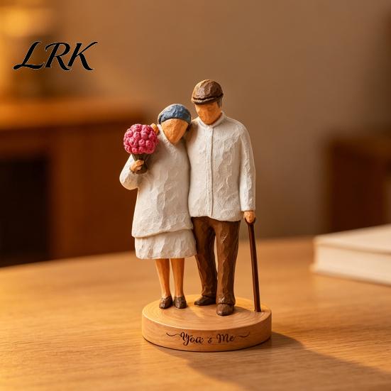 Уютный домашний декор, 3D-печатные фигурки пожилой пары, Орнамент для пожилых пар с текстурой резьбы по дереву, Обнимающая статуэтка, Романтичные люди для свадьбы