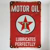 Винтажная металлическая жестяная вывеска Texaco Motor Oil, ржаво-красный фон, ретро-рекламная табличка, декор для дома, бара, мужской комнаты с надписью 'MOTOR OIL'