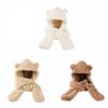 3 in 1 Plush Scarf Hat Gloves Thickened Fleece Scarves Hat Cute Bear Ear Plush Beanie  Girl