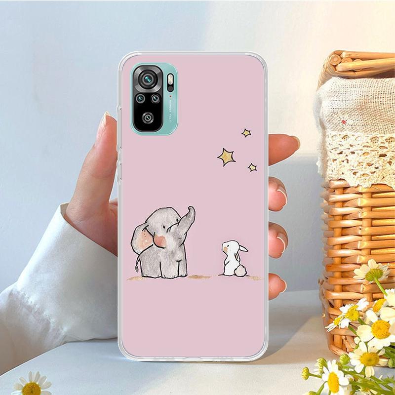 Мультяшный Слон Розовый Мягкий Чехол Для Телефона Для Xiaomi Redmi Note 15 14 14S 13 12 Pro Plus 12S 11 11S 11E 10 10S 11T 5G Fundas Coque R