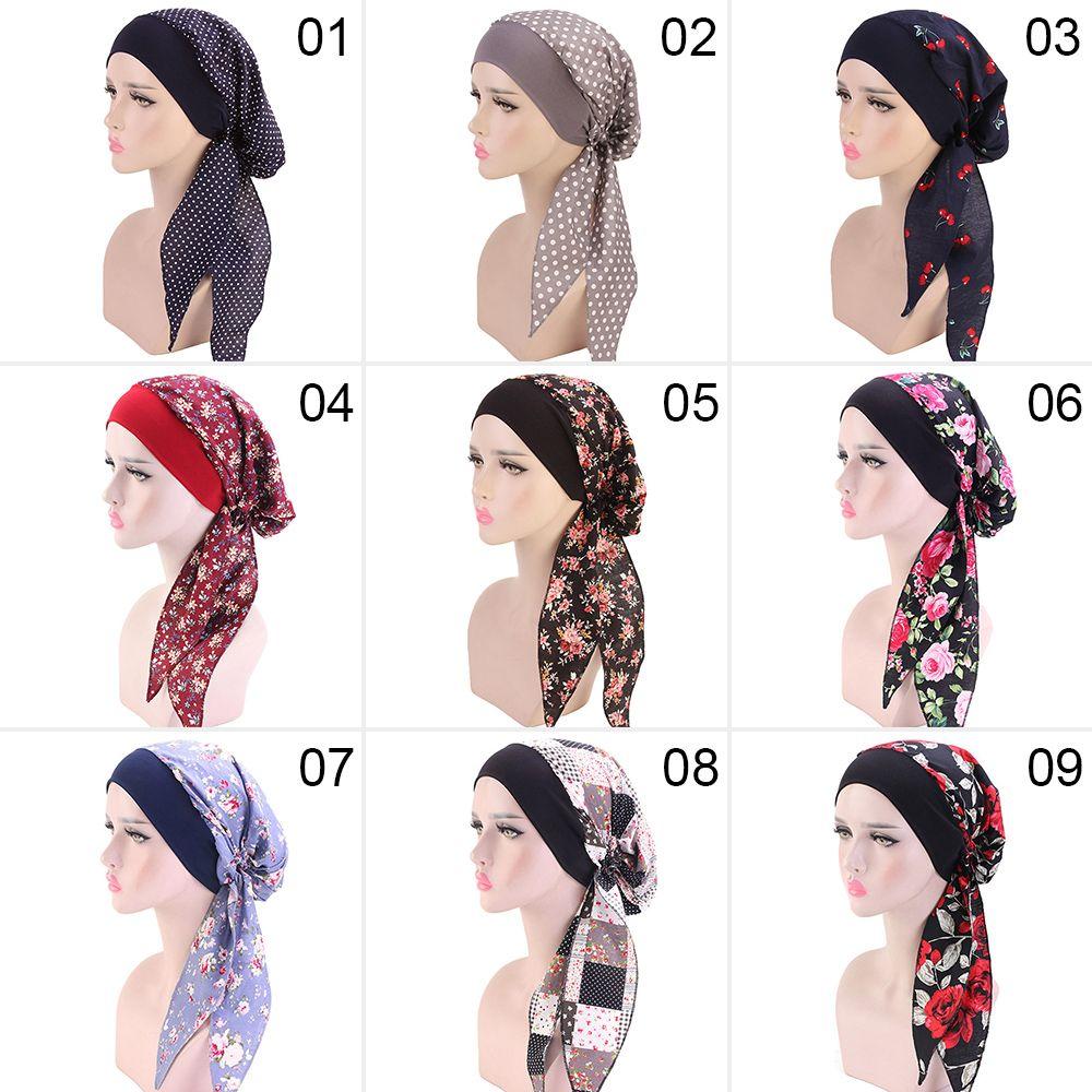 Fashion Pre-Tied Elastic Headwear Muslim Turban Chemo Pirate Cap Hair Loss Hat Cancer Head Scarf