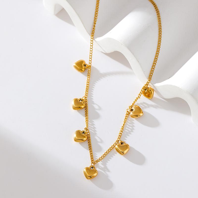 316L Stainless Steel Heart Love Pendant Necklace for Women Fashion New 18K Gold Plated Neck Chain Jewelry Collar Gift