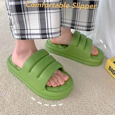 Модные женские тапочки для дома с толстой подошвой и мягкой подошвой, женские нескользящие сандалии, летние мужские шлепанцы на платформе, обувь EVA для ванной
