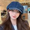 British Style Denim Octagonal Hat Head Circumference Newsboy Cap Personality Cloud Hat Travel