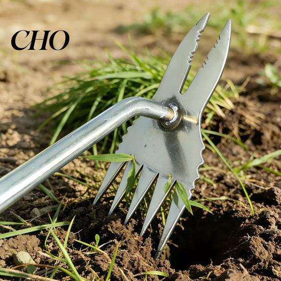 Ergonomic Garden Weeding Tool 2-in-1 Weed Puller, Heavy Duty Stainless Steel Hand Weeder, with Crabgrass Extractor Non-Slip Handle, for Uprooting Lawn