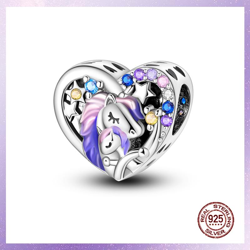 Фиолетовые Шармы Медный Fit Оригинальный Подвесной Браслет Бабочка Стекло Сердце Перо Клип Шарм Подвеска Светящаяся Бусина DIY Ювелирные Изделия