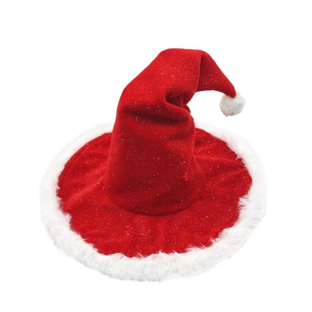 Plush Witch Christmas Hat Comfortable Santa Claus Hat Festive Party Red Witch Hat Adults