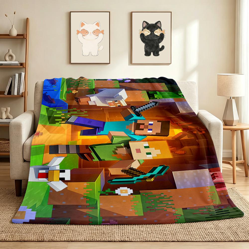 Minecraft World Flannel Blanket Throw Blanket Soft Warm Sofa Bed Camping home Decor Unique Christmas Gift C9261779