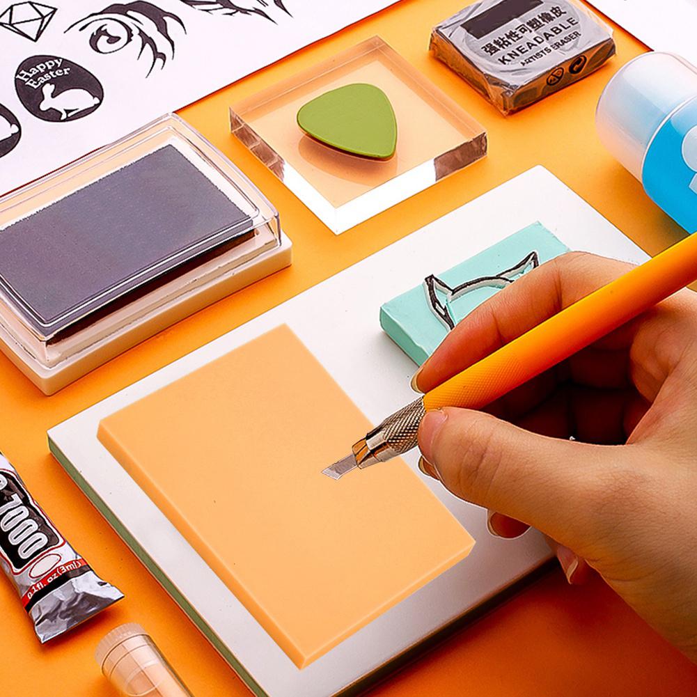 Желейные резиновые штампы Тонкие блоки для резьбы для штампов ручной работы DIY Изготовление Персиково-красный