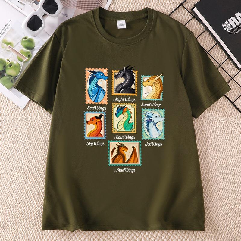 Wings of Fire Dragons Tshirt Unisex Unisex Dragon Lover Graphic T Shirts Casual Round Neck Printed Short Sleeve Tshirt Unisex Tees