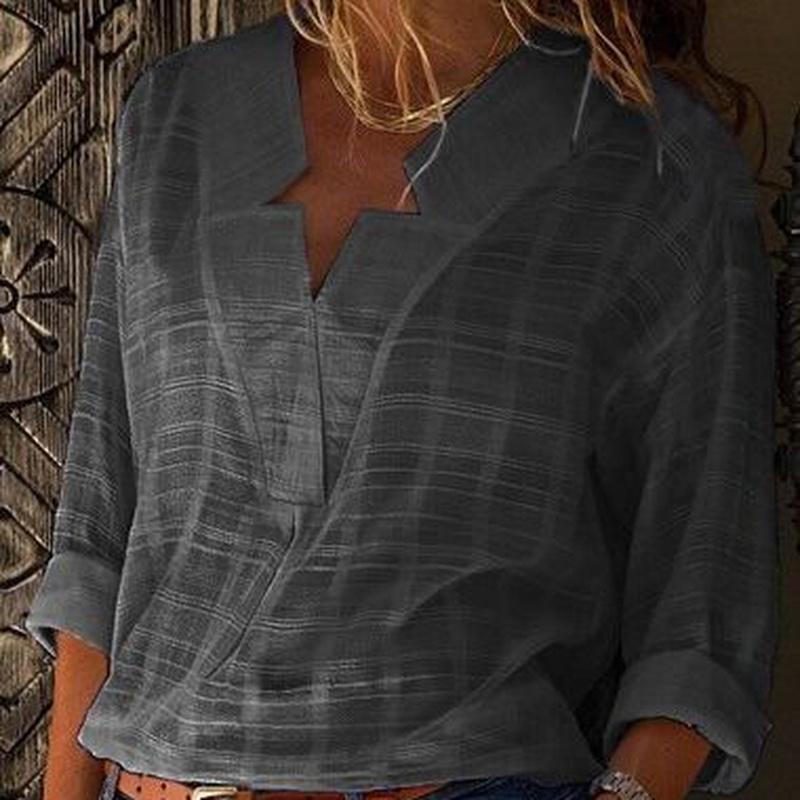 Женские белые розовые однотонные блузки больших размеров на весну и осень, свободные топы с длинными рукавами и V-образным вырезом нестандартной формы