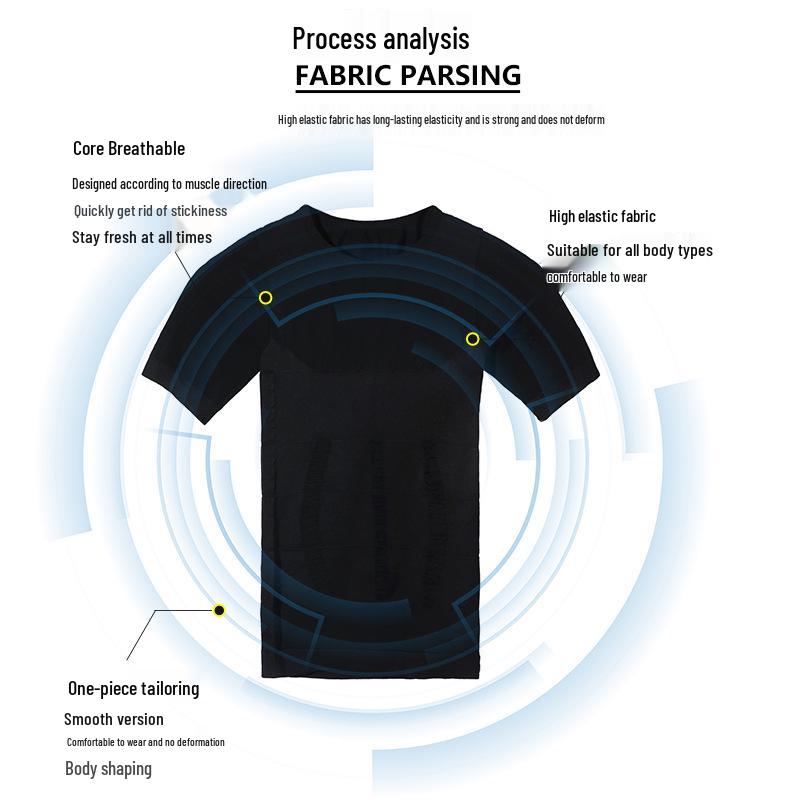 Men's Tummy Control Body Shaper Corset with Bust Support and Short Sleeves - DT02.