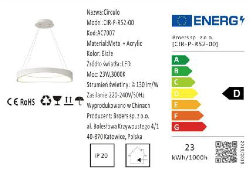 Circulo - Modern LED Ring Lamp White 52 cm