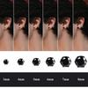 1 Pair Black Stainless Steel Round Cubic Zirconia Ball Stud Earrings Set Punk Piercing Jewelry For Men Women 3-8mm