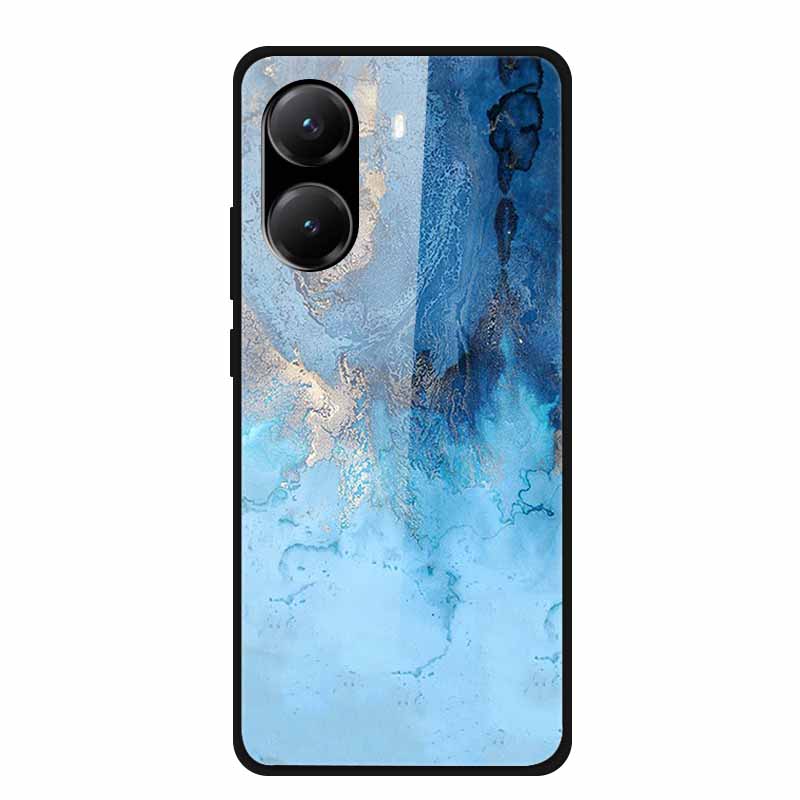 Закаленное Стекло Чехол для Poco X7 Pro Задняя Крышка ПК Жесткие Ударопрочные Чехлы для Xiaomi PocoX7 Pro Funda Мраморная Текстура Модный Coque