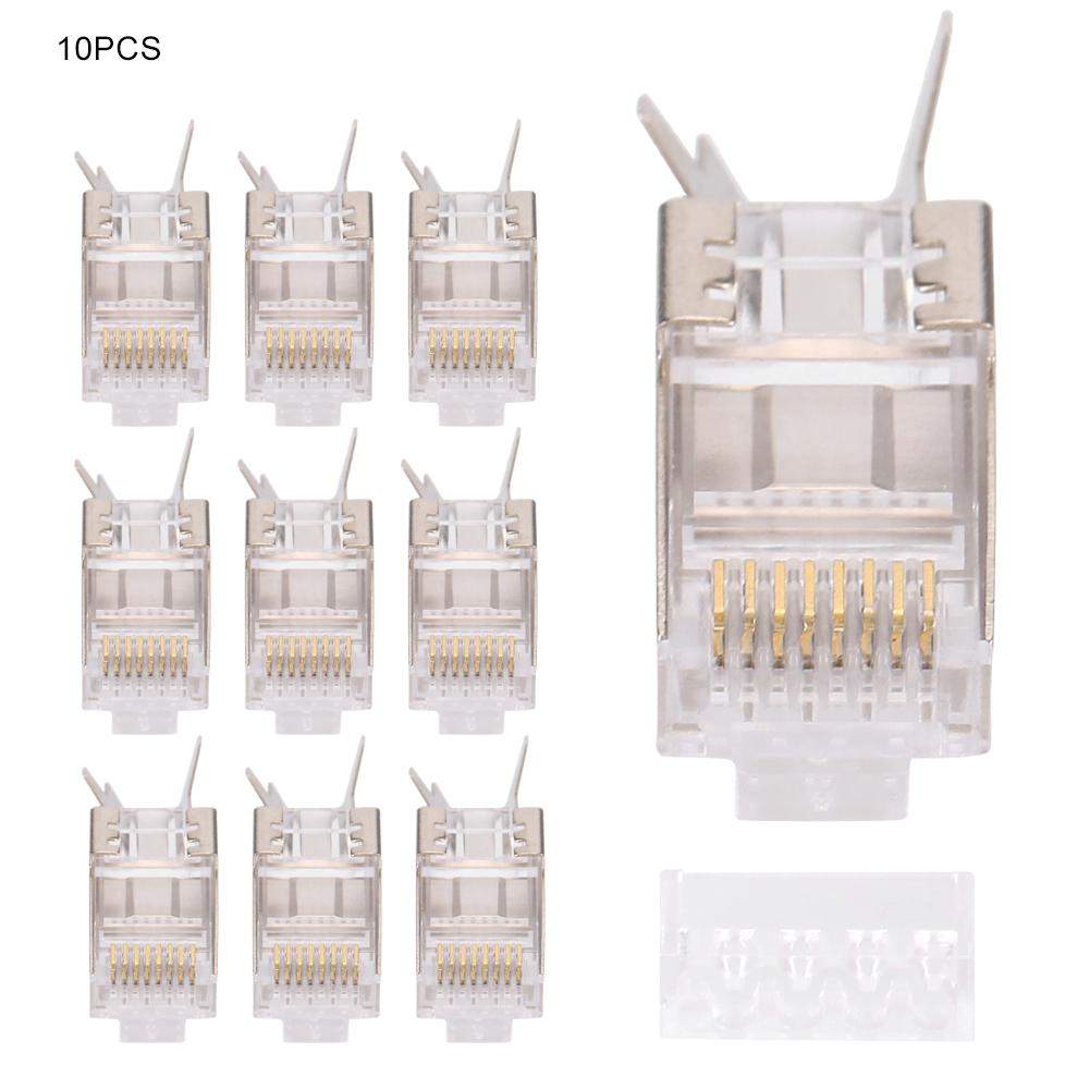 10 Pcs Shielded RJ45 8P8C CAT7 30GIP Communication Network Server Connectors Ethernet Cable RJ45