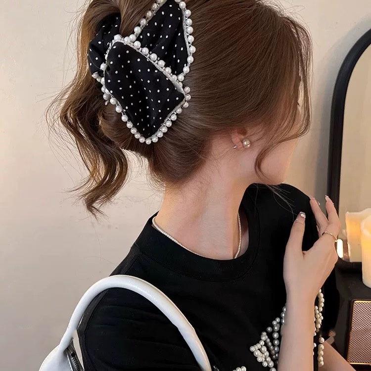 Заколка для волос в корейском стиле с бантом в горошек - Элегантная и универсальная