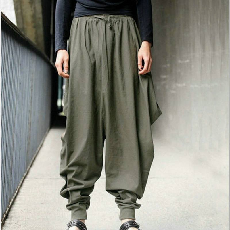 Hip Hop Punk Dance Pants Male High Elastic Waist Harem Vintage Loose Trousers Oversized S-5XL