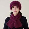 2Pcs/Set Women Hat Scarf Set Solid Color Knitting Baseball Hat Solid Color Thickened Scarf Set Solid Color Elastic Winter Accessories