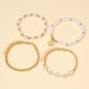 4 Pcs Women Bracelet Set Adjustable Length Hollow Out Chain Faux Pearl
