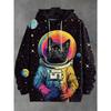 Men's Hoodie Cartoon Cat Print Y2k Sweatshirt Harajuku Hooded Shirt Pullover Casual Oversized Long Sleeve Top Men's Clothing