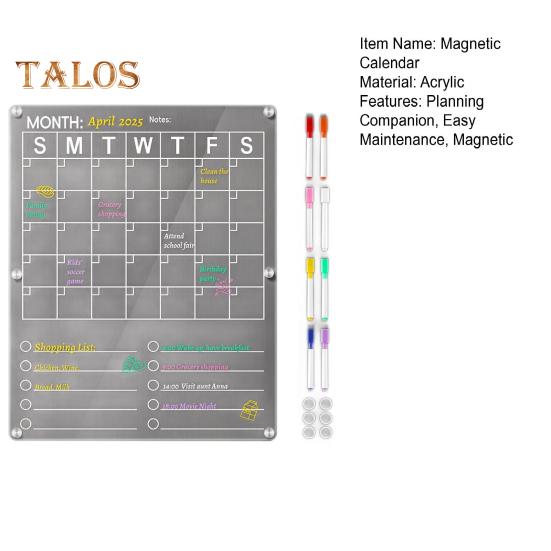 Acrylic Fridge Calendar Clear Monthly Planner White Board for Refrigerator Dry Erase Board Calendar with 8 Markers for Businees Meetings Grocery List