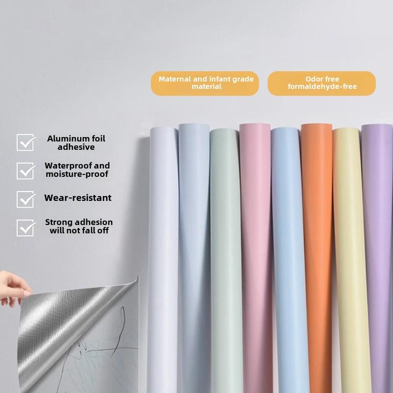 Solid Color Self-adhesive Simple Warm Bedroom Living Room Decor Waterproof Background Wall Paper Furniture Renovation