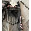 LUXEON Streetwear Популярные джинсовые шорты Y2K Дизайн с бахромой Винтажные шорты Мужские Хип-хоп Мода Харадзюку Панк Широкие брюки с высокой талией
