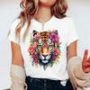 Fashion Women Creative Tiger Flower Print T Shirt Funny Casual O-neck Short Sleeves T-shirt Summer Female Tee Shirt