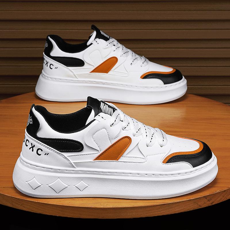 White Shoes Men's Spring Trend Versatile Student White Shoes High-end White Shoes Height-enhancing Sports and Casual Men's Shoes