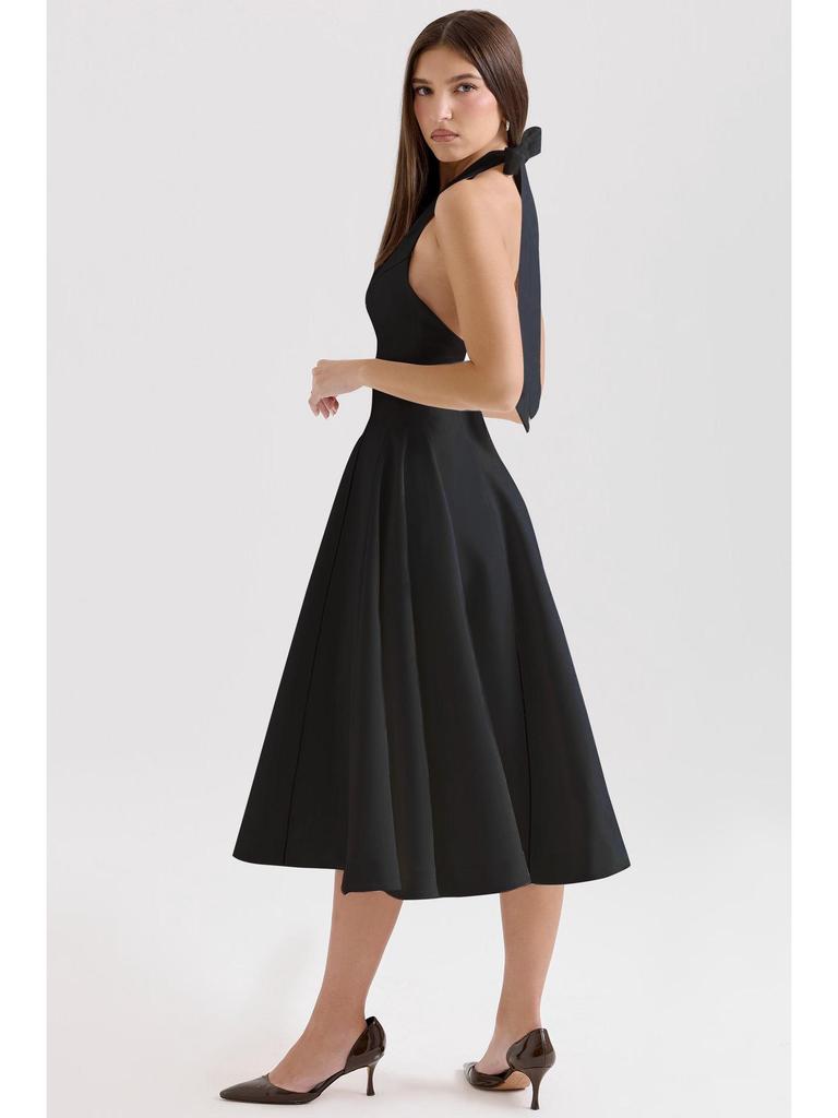 2025 Европейский и Американский Стиль Черное Платье-Халтер с Квадратным Вырезом Без Рукавов в Ретро Стиле