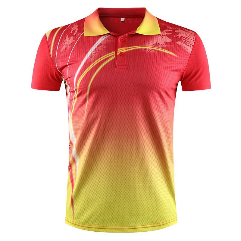 Quick Dry Gradient Polo Shirt Men Short Sleeve Sports Training T-Shirt Running Gym Badminton Tennis