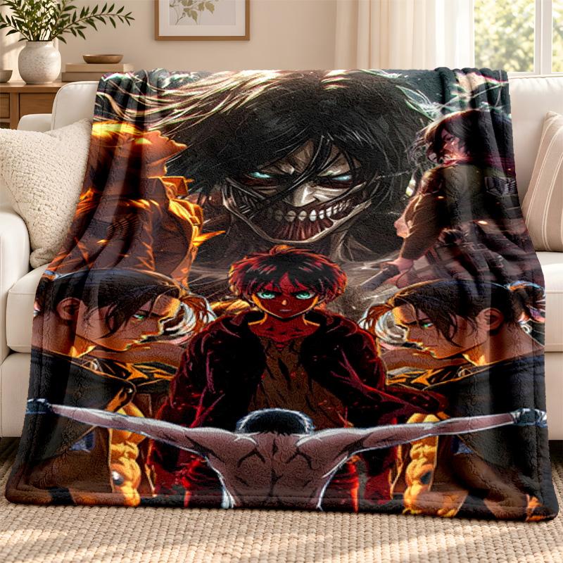 Attack on Titan blanket Flannel Blanket Soft Cozy Plush Throw for Sofa Bed Lightweight Home Decoration Outdoor camping
