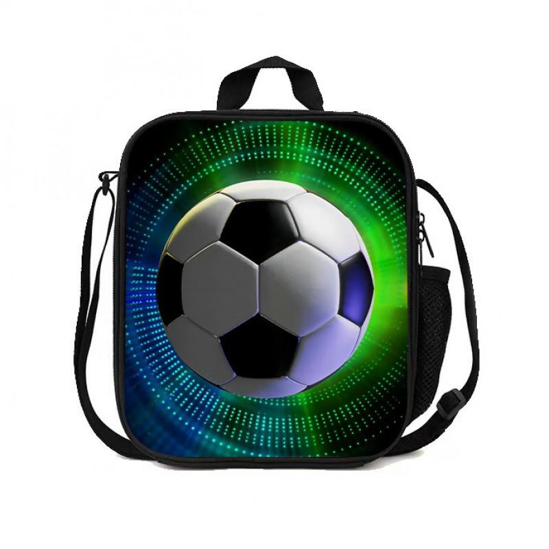 Kids Lunch Bag With Football Basketball Print - Lightweight School Backpack Elementary Students Nylon Insulated Lunchbox Tote