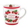 [R6562] - Porcelain Mug 'Red Fruits and Gourmandises' Red White - 95x85 Mm (32 Cl)