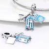 S925 Silver Travel Theme Airplane Luggage Camera Charm Bead DIY Jewelry Bracelet Accessory Set