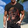 Men's T-shirts Cartoon Monkey 3D Print T-shirt Casual Short Sleeve Crew Neck Tees Oversized Men Clothing Tops Outdoor Streetwear