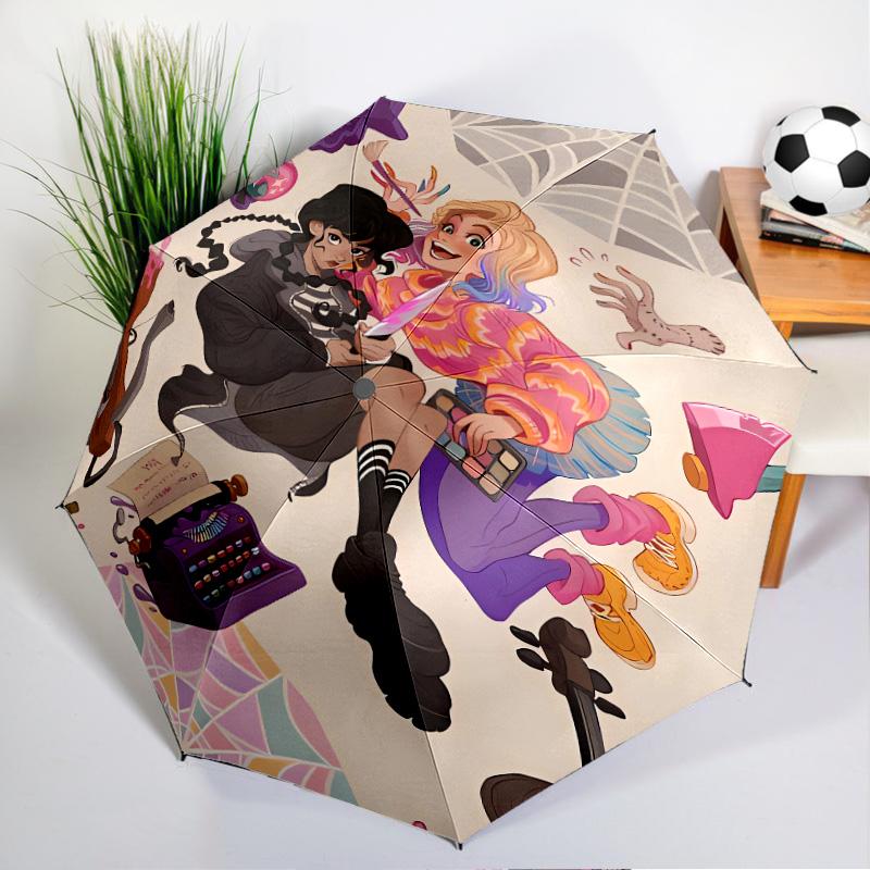 Stained Glass Gothic Romance Umbrella Folding umbrella, automatic umbrella 8-Frame for Travel, camping Use Gift for Halloween Christmas