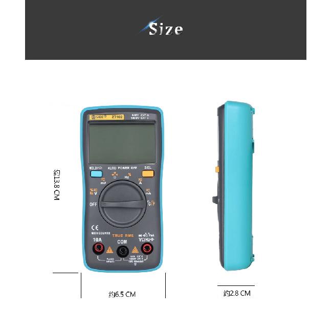 BSIDE Digital Multimeter ZT301 True-RMS DC/DA Voltmeter Ammeter Multimetro DMM Resistance Ohm Cap Hz Temp Tester