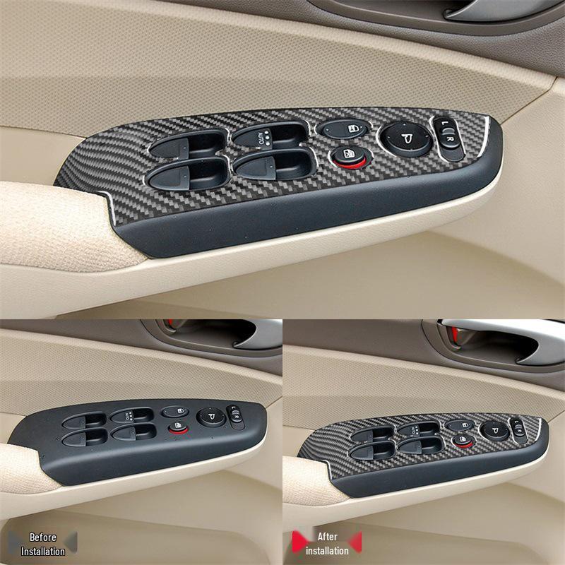 Honda 06-11 Civic Carbon Fiber Interior Window Button Panel Sticker