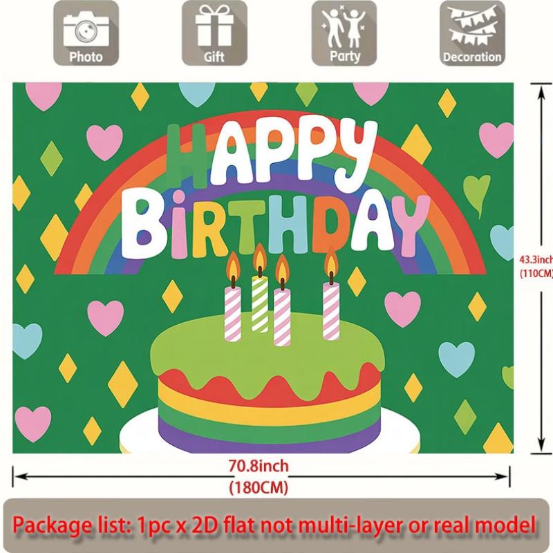 Party Backdrop Rainbow Cake Flat Candles Events Wedding Coming Ceremony Four Celebration Photo Booth Front Door Decor