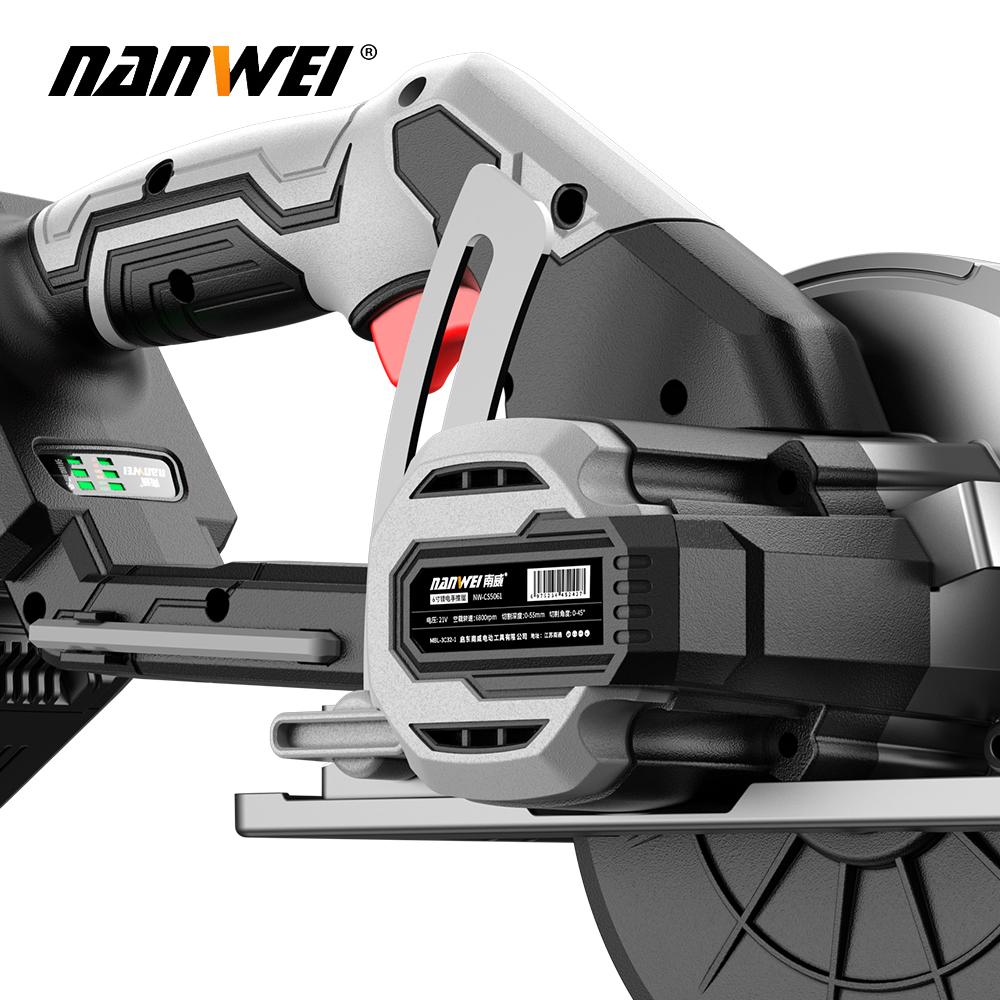 NANWEI Электрическая дисковая пила 6", бесщеточная, 21 В, регулируемый угол, 6800 об/мин