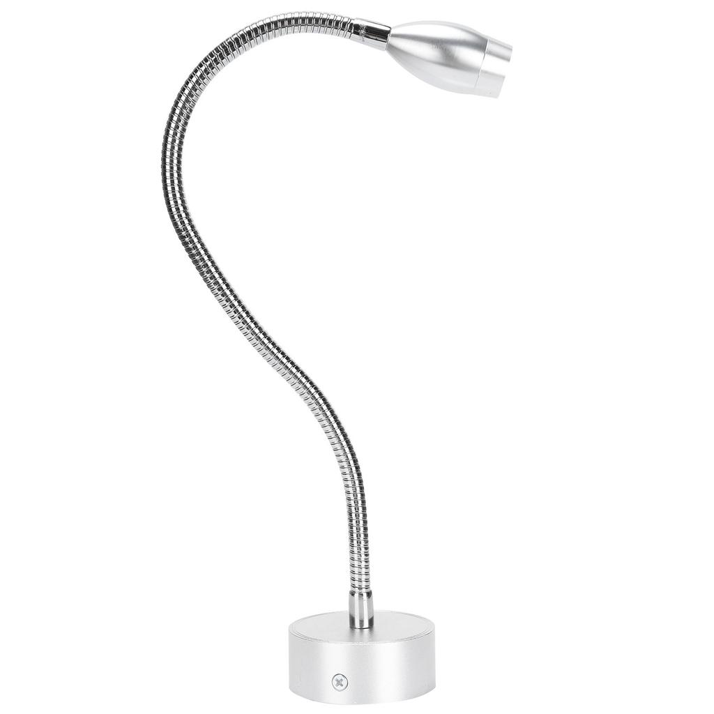 Aluminum Alloy LED Work Wall Light Flexible Gooseneck Table Wall Light (Wiring 110‑240V) Silver 6000K