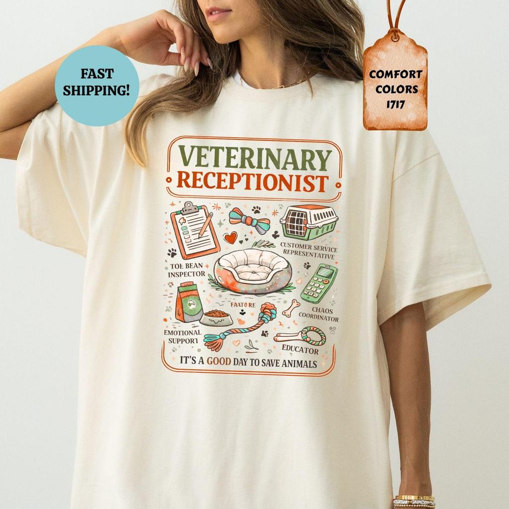 Comfort Colors® Veterinary Receptionist Shirt, Gift For Veterinarian, Vet Assistant Tee, Vet Tech T-shirt