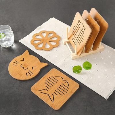 Креативная деревянная термоизолированная подставка, утолщенная, нескользящая, коврик для чашки, портативный, полый, коврик для стола, украшение для дома