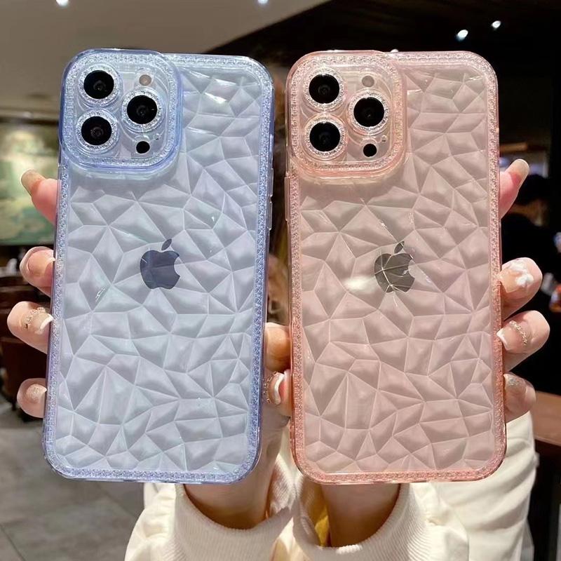 Чехол с ромбовидным узором для iPhone 16 15 14 13 12 Pro Max 11 XS XR 7 8 Plus SE2/SE3 Прозрачная противоударная задняя крышка
