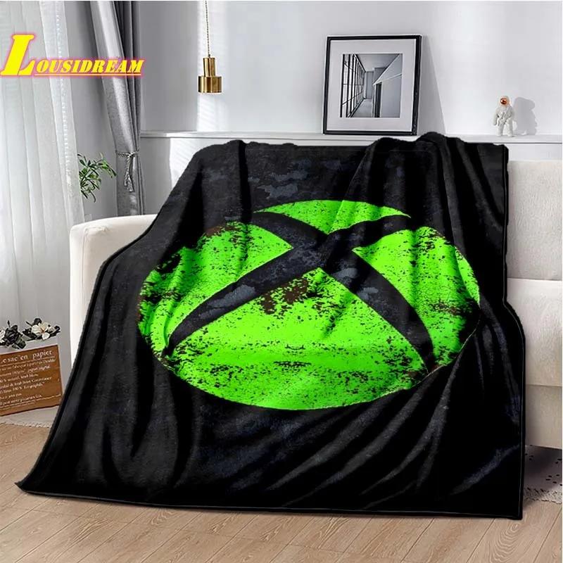 Плед XBOX с принтом и логотипом игрового контроллера Мягкий Удобный для кровати дивана детской комнаты Декор Идеальный подарок на день рождения