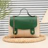 Small Square Bag Ins Style Crossbody Bag Autumn Grass Woven Women's Bag Single Shoulder Car Stitching Fashion Bag Cover Style New Year Women's Bag